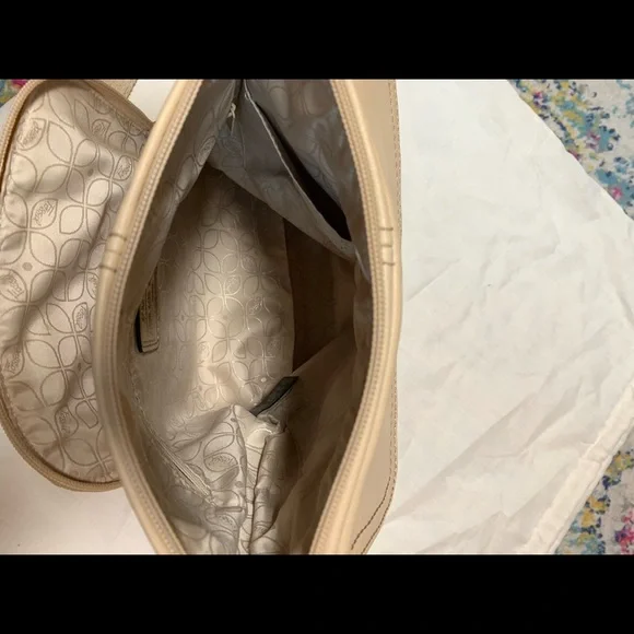 Fossil Live Long Vintage 1954 Blonde Leather Brass Key Adjustable Crossbody Bag - Picture 6 of 13